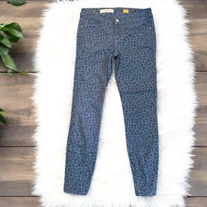 Anthropologie Pilcro Leopard Print Blue Skinny Ankle Pants Womens 26